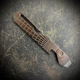 OZ Pocket Pry Bar. Hardened Z-FiNit steel with "Radial Frag" Milling. Laser colored Dark Bronze.