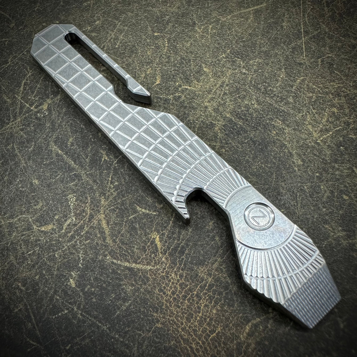 OZ Pry. Raw Stonewashed Finish. Radial Frag Milling on one side