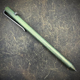 OZ "Long John" Titanium Pen, Green/Bronze with Stonewashed Accents