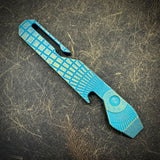 Dual Anodized Teal/Gold Matte Distressed OZ Pry. Radial Frag Milling on one side, Golf Putter milling on the other side!