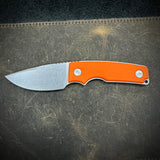 Roosevelt Fixed Blade - Stonewashed MagnaCut Blade, Blaze Orange G10 Scales