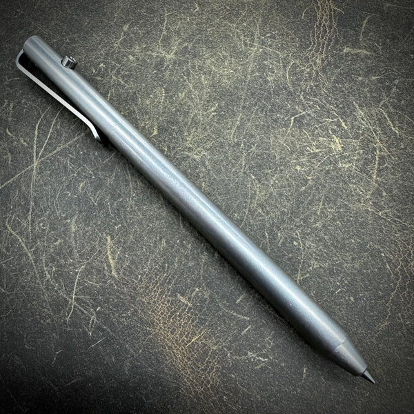 OZ "Long John" Titanium Pen, Stonewashed Finish