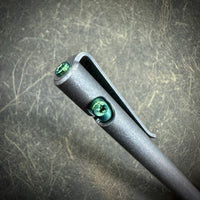 Grey Washed "Long John" Titanium Pen with Gray Washed Clip and Green Accents