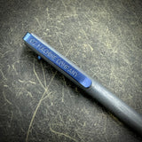 Dark Stonewashed "Long John" Titanium Pen with Blue Clip & Accents