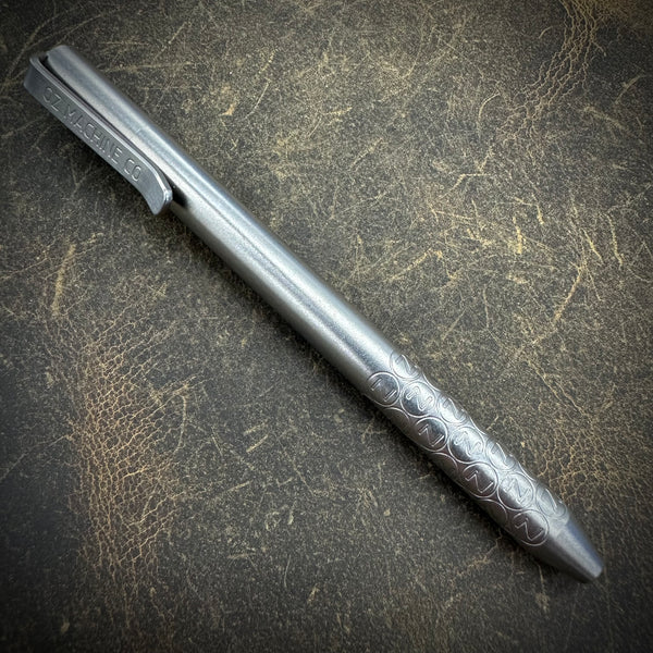 Zirblasted "Little John" Titanium Pen. Stonewashed Accents.