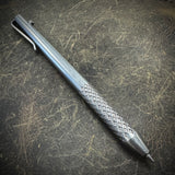 "Long John" Titanium Pen, Diamond Pattern Laser Grip, Stonewashed Finish