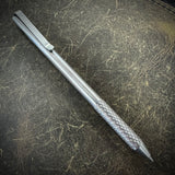 "Long John" Titanium Pen, Diamond Pattern Laser Grip, Stonewashed Finish