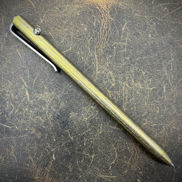 OZ "Long John" Titanium Pen, Gold/Bronze with Stonewashed Accents