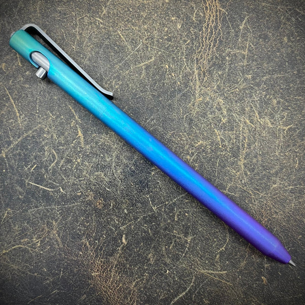 OZ "Long John" Titanium Pen, Fade Anodized with Stonewashed Accents