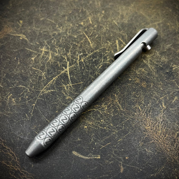 OZ "Little John" Titanium Pen, Grey Washed Body with Dark Blasted Grips