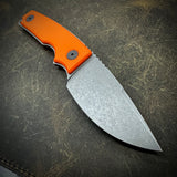 Roosevelt Fixed Blade - Dark Stonewashed MagnaCut Blade, Blaze Orange G10 Scales